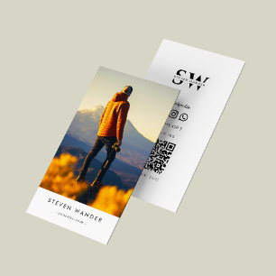 Minimalist Modern Adventure Travel Guide Qr Code Business Card