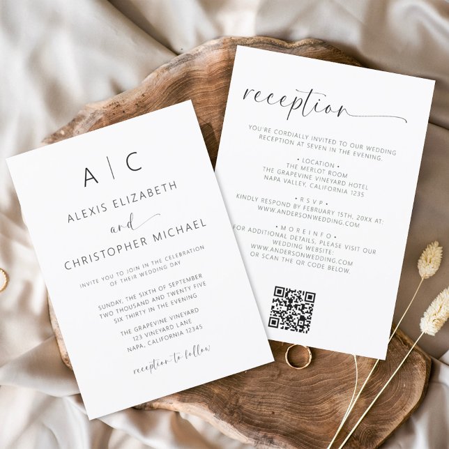 Minimalist Modern All In One Wedding QR Code Invitation (Creator Uploaded)