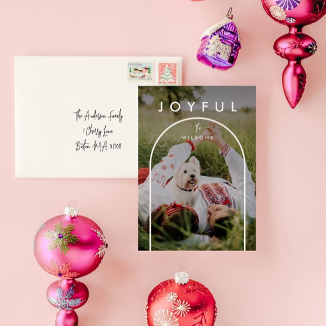 Minimalist Modern Arch Full Photo Christmas Holiday Card (Creator Uploaded)