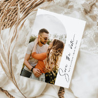 Minimalist modern arch photo Save the Date Invitat