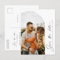 Minimalist modern arch photo Save the Date Postcar