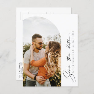 Minimalist modern arch photo Save the Date Postcar Postcard