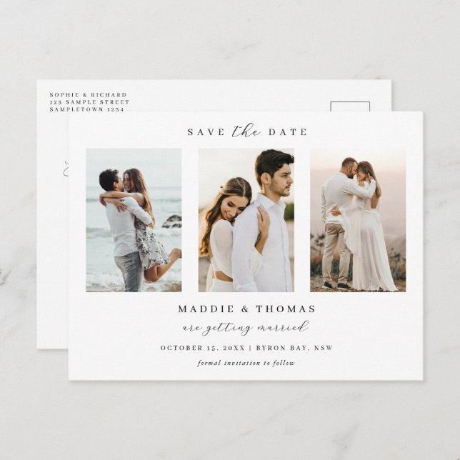 Minimalist modern arch photo Save the Date  Postcard (Front/Back)