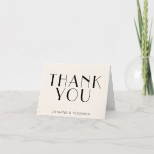 Minimalist Modern Art Deco Personalized Ivory Thank You Card