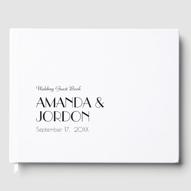 Minimalist Modern Art Deco Wedding Guest Book (Front)