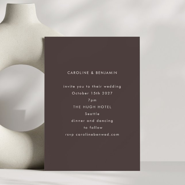 Minimalist Modern Autumn Coffee Brown Wedding Invitation (Creator Uploaded)