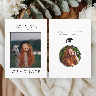 Minimalist Modern B&W Graduation Announcement Card