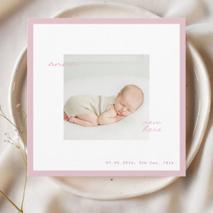 Minimalist modern Baby pink Announcement Card
