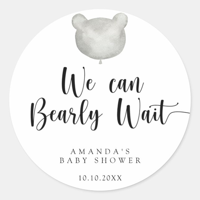 Minimalist modern Baby Shower Classic Round Sticker (Front)