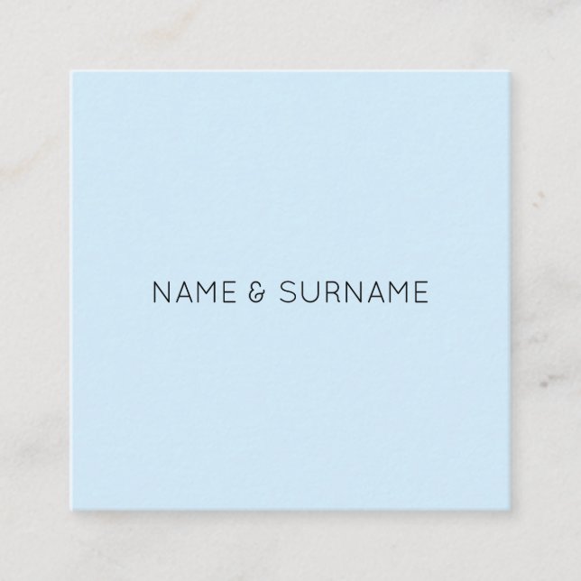 Minimalist Modern BabyBlue Square Business Card (Front)