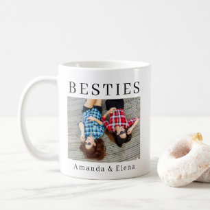 Minimalist Modern Best Friends BFF Photo Names Coffee Mug