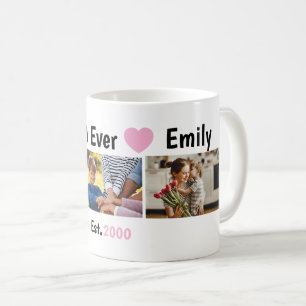 Minimalist Modern Best Mom Ever Collage Pink Coffee Mug