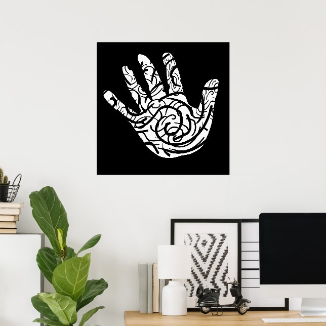 Minimalist Modern Black and White Abstract art Poster (Home Office)