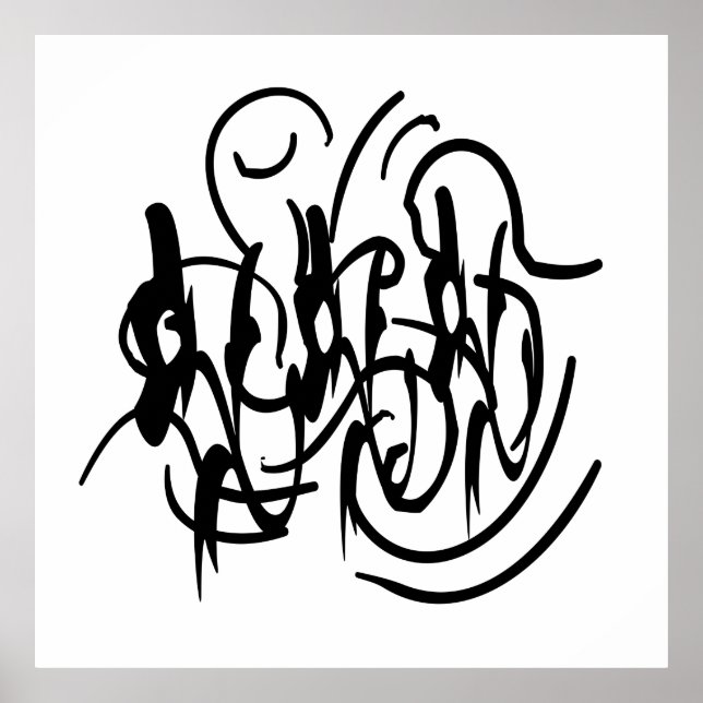 Minimalist Modern Black and White Abstract art Poster (Front)