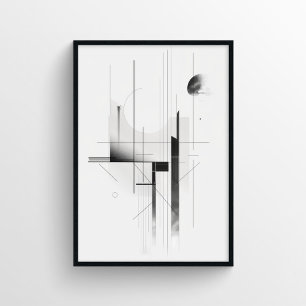 Minimalist Modern Black and White Abstract Poster