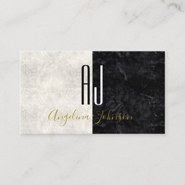 Minimalist Modern Black and White Business Card (Front)