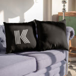 Minimalist Modern Black and White Monogram Throw Pillow<br><div class="desc">You can hide this letter image and pick the happy couple's initial. All of the letters are hidden from view. You will be able to choose from all of the letters of the alphabet. The modern font style creates an interesting monogram style with geometry shapes and lines. The capital letters...</div>