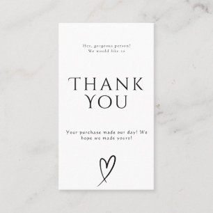 Minimalist Modern black and white order thank you Business Card