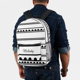 Minimalist modern Black and White Polka Dot Line Printed Backpack