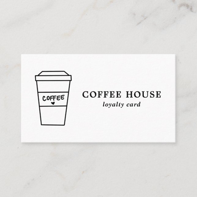 Minimalist Modern Black and White Simple Coffee Loyalty Card (Front)