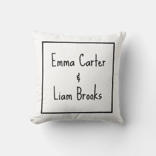 Minimalist Modern Black and White Wedding Keepsake Throw Pillow