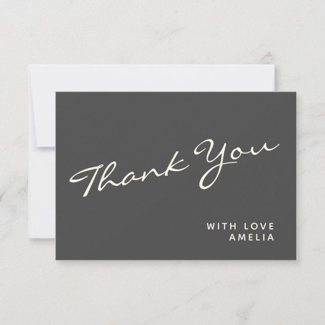Minimalist Modern Black Calligraphy Name Thank You (Front)