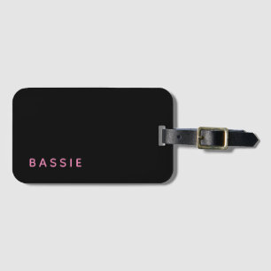 Minimalist modern black custom name luggage tag