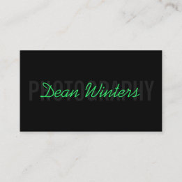 Minimalist Modern Black Green Photographer Business Card