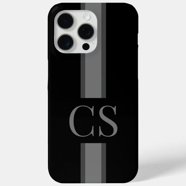 Minimalist Modern Black Initial Monogram Case-Mate iPhone Case (Back)
