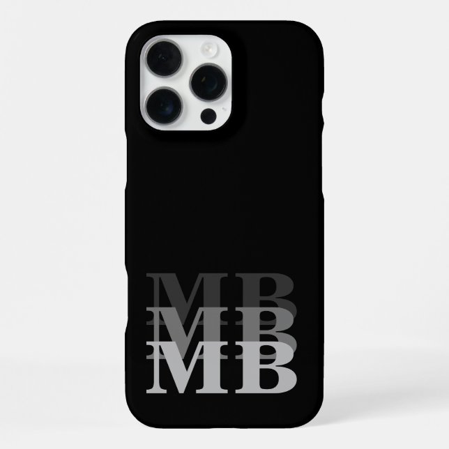 Minimalist Modern Black Initial Monogram iPhone Case (Back)