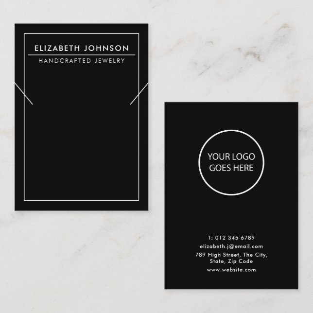 Minimalist Modern Black Necklace Display Card (Front/Back)