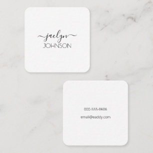 Minimalist Modern Black Script Personalized Name Square Business Card
