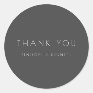 Minimalist Modern Black Simple Wedding Thank You Classic Round Sticker