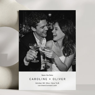 Minimalist Modern Black Typography Photo Wedding Save The Date