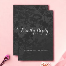 Minimalist Modern Black Wedding Response Card