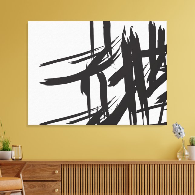Minimalist Modern Black white abstract wall art (Insitu(LivingRoom))