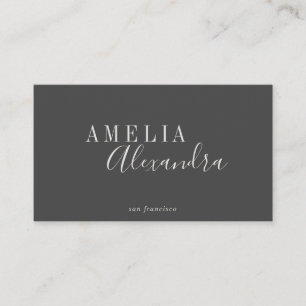 Minimalist Modern Black White Bold Script Chic Business Card