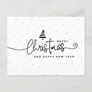 Minimalist Modern Black & White Christmas Holiday Postcard