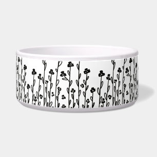 Minimalist modern black white doodle floral