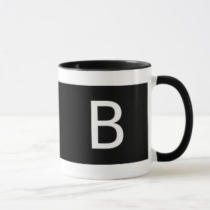 Minimalist Modern Black White Monogram Right Hand Mug