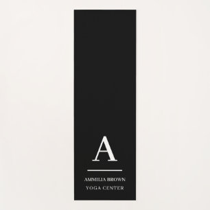 Minimalist Modern Black White Monogram Style Yoga Mat