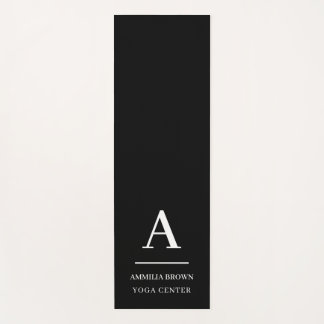 Minimalist Modern Black White Monogram Style Yoga Mat