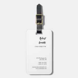 Minimalist Modern Black White Personalized Luggage Tag