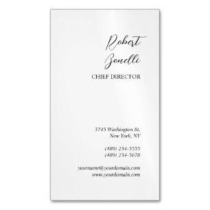 Minimalist Modern Black White Personalized Magnetic Business Card