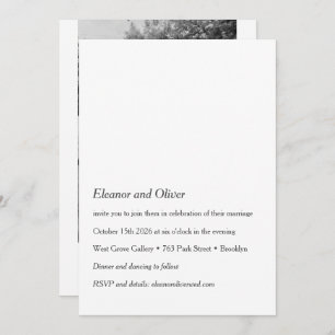 Minimalist Modern Black White Photo QR Wedding Invitation