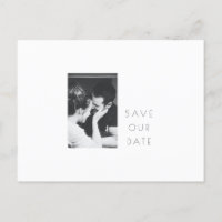 Minimalist Modern Black White Photo Save the Date