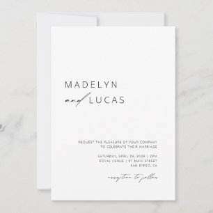 Minimalist Modern Black   White QR Code Wedding In Invitation
