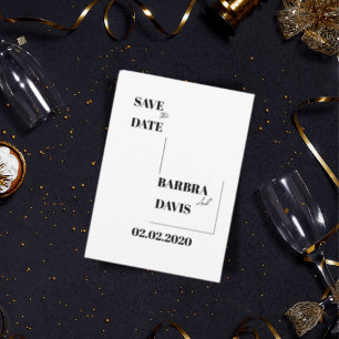 Minimalist Modern Black & White Save the Date Card