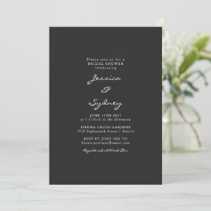 Minimalist Modern Black White Script Bridal Shower Invitation
