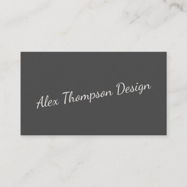 Minimalist Modern Black White Script Typography Business Card (Front)